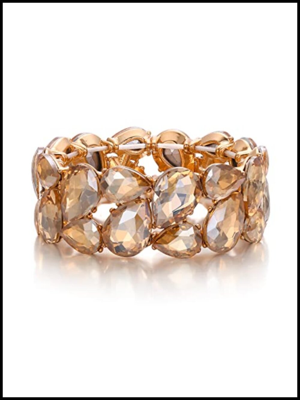 Art Deco Crystal Stretch Bangle Bracelet - Elegant Waterdrop Design Wedding